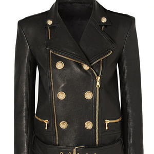 Automne hiver Faux cuir souple veste femmes fermeture éclair basique manteau col rabattu moteur motard Rivet veste avec ceinture pardessus - Product Image 6