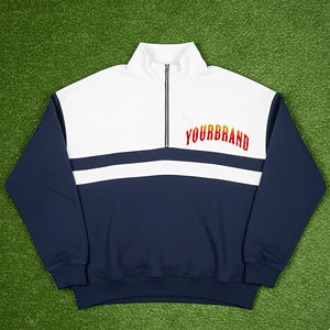 เสื้อสเวตเชิ้ตผู้ชายแบบมีซิปครึ่งตัว ดีไซน์ทันสมัย ทรงโอเวอร์ไซส์ ผ้าฟลีซ แต่งสีบล็อก ปักโลโก้ตามสั่ง เป็นมิตรกับสิ่งแวดล้อม คอเต่า - Product Image 1