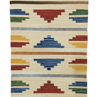 Tapis de prière, de camping et de pique-nique en coton tissé à la main, beige, à motifs floraux modernes, lavable en machine, écologique, multicolore, pour la maison et les voyages