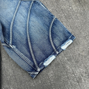 Pantalones vaqueros holgados personalizados para hombres con diseño de rayas, estilo Vintage rasgado, acabado de lavado ácido, ropa de calle de alta calidad al por mayor - Product Image 3