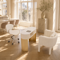 Mobilier de salon commercial de luxe en marbre, poste de manucure individuel, table à ongles personnalisée OEM avec chaises pour salon de beauté et studio