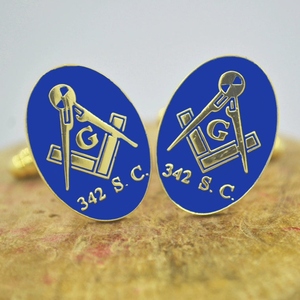 Master Mason Blue Lodge Custom Masonic Order Cufflinks 342 S.C Square <b>Compass</b> G Blue Gold Plated Beaded Technics on <b>Sale</b> - Product Image 4