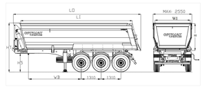Semi-remorque benne à flancs basculants pour l'exploitation minière et la construction, carrosserie en acier robuste, haute capacité de charge, fabriquée en Turquie - Product Image 5