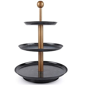 Soporte de pastel de metal más popular, diseño exclusivo, soporte de pastel de frutas con plato de pastel multifuncional recubierto de polvo negro - Product Image 1