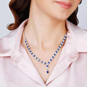 Collier Bohème Tendance Glamour Argenté, Motif Géométrique, Alliage Plaqué Or Rhodié, Pierre Principale en Quartz, Cadeau - Product Image 2