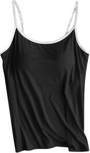 Women's Breathable U-Back Padded Tank Top Wide Strap <b>Camisole</b> <b>with</b> <b>Built</b>-<b>In</b> <b>Bra</b> One-Piece Woven 100% Cotton Quick Dry Undershirt - Product Image 2