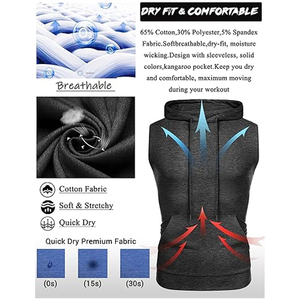 Haute qualité 100% coton sans manches hommes hauts d'entraînement confortable blanc hommes débardeurs sweats à capuche respirant pour l'hiver pas cher - Product Image 4