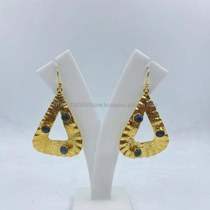 Pendientes elegantes de estilo clásico religioso atemporal para fiesta de boda chapados en oro para mujer con regalo perfecto principal Turquesa - Product Image 1