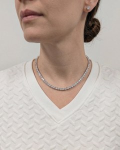 Collar de diamantes redondos certificados de 30.00 quilates, color EF, claridad VVS, cultivados en laboratorio, en oro de 14 quilates, para bodas y fiestas. - Product Image 2