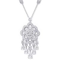 Collier Chaîne Maille Cubaine Classique en Argent Sterling 925 Plaqué avec Pendentif Rosette Moissanite, Style Hip Hop, Effet Glacé, Écologique, Certifié IGI, Idéal Cadeau