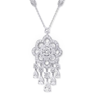 Collier chaîne maille cubaine plaqué argent sterling 925 avec pendentif classique en diamant de laboratoire Rosette, style Hip Hop Iced, cadeau pour femme - Product Image 1
