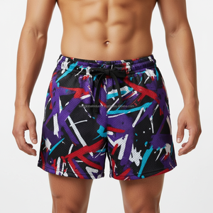 Pantalones Cortos Deportivos de Malla para Hombre, Transpirables, Diseño Personalizado OEM, Patrón de Llama Azul, para Correr en Verano - Product Image 3