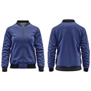 Chaqueta Bomber de béisbol de poliéster 100% para mujer con cuello alto cremallera Patchwork Streetwear diseño patrón sólido - Product Image 2