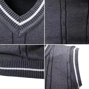 <b>Men's</b> Breathable <b>Pullover</b> Knitted Twisted Long Sleeved Solid Sweater-Winter <b>Sleeveless</b> Sweaters - Product Image 5