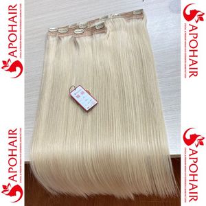 Más vendidos 5 uds 7 Uds 100% extensiones de cabello humano con Clip sin enredos sin derramamiento estilo Rubio Yaki disponible 100 gramos 200 gramos tamaños - Product Image 4