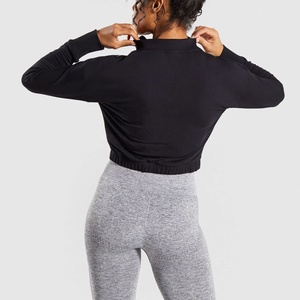 2025 Dames Haute Qualité Tricoté Formation Pull Crop Club Survêtement Veste avec Poche Avant - Product Image 2