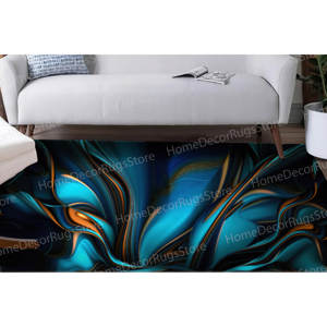 Printed <b>Rug</b>: Abstract Blue And Orange Art <b>Rug</b>, Modern, Colorful, Personalized,With Pile Soft <b>Rug</b> - Product Image 1