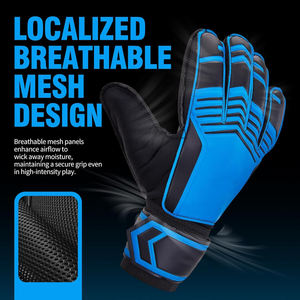 Gants de gardien de but de football professionnels au design tendance, de haute qualité, respirants, en latex imperméable, avec sangle de poignet réglable, logo personnalisé - Product Image 4
