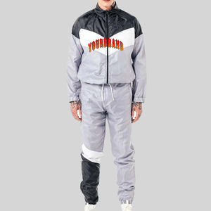 Chándales de alta calidad OEM personalizados Vintage de algodón sólido a prueba de viento con cremallera con chaqueta y pantalones de chándal Jogging Sweatsuit - Product Image 4