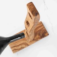Support de bouteille artisanal haut de gamme en bois d'olivier tunisien éco-responsable, sculpté, pour la maison et la cuisine, style rustique
