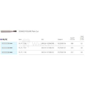Instrumentos quirúrgicos dentales MDT FG Burs Domed Fissure Plain Cut de carburo - Product Image 1