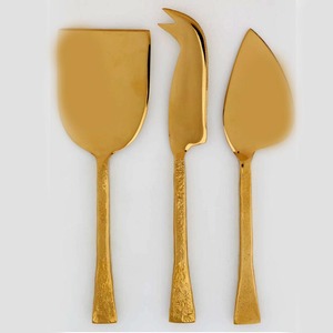 Ensemble d'outils de coupe de fromage en acier inoxydable avec poignée en résine gaufrée plaquée or sans danger pour la cuisine à domicile - Product Image 5