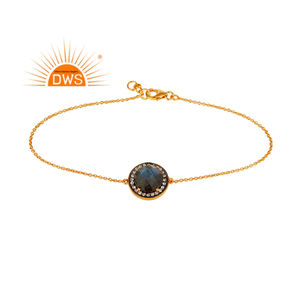 สร้อยข้อมืออัญมณี CZ และ labradorite ทำจากเงินแท้ผลิตตามสั่ง - Product Image 1