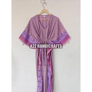 ชุดแม็กซี่เดรสผ้าไหมคาฟตันสำหรับผู้หญิงชุดกระโปรงยาวคอวีทรงหลวมเป็นมิตรต่อสิ่งแวดล้อม - Product Image 4