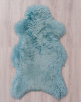 Superbe tapis en peau de mouton style scandinave, teint en turquoise, ensemble de tapis de 90-120 cm, doux, adapté aux animaux domestiques, confortable