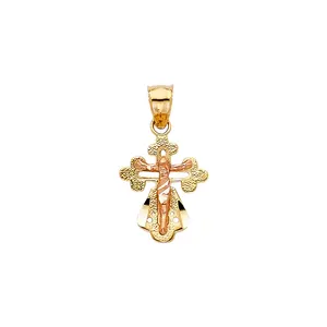 K14イエローとローズゴールドメッキの宗教的なジュエリー伝統的な十字架ペンダントクロスシンボルチャーム