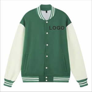 Veste universitaire de couleur unie de qualité supérieure pour hommes, uniforme de baseball ample à la mode, veste bombardier en toile imperméable et coupe-vent, veste décontractée - Product Image 5