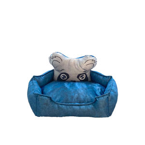 เตียงสัตว์เลี้ยงหัวแพนด้าทำด้วยมือขนาด XL สีน้ำเงินเข้มผ้าใยสำหรับสัตว์เลี้ยงทนทานซักได้ตามต้องการผลิตในระยะยาวจาก Natura 100% - Product Image 1