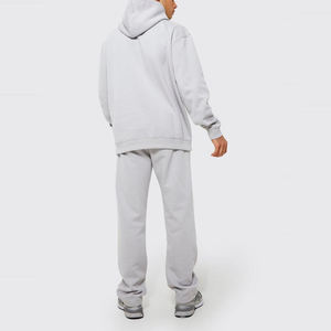 Ensemble sweat à capuche et pantalon de survêtement vintage personnalisable pour hommes, délavé à l'acide, avec fermeture à glissière et déchiré, survêtement à la mode lourd - Product Image 2