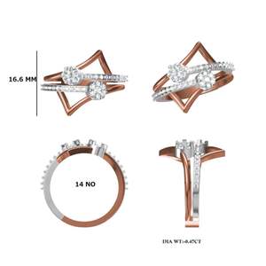 Anillo de Diamantes de Lujo para Mujer, Oro Rosa de 14K, Oro Blanco, Estilo Vintage, Engaste de Garra, Incrustaciones para Boda o Compromiso - Product Image 2