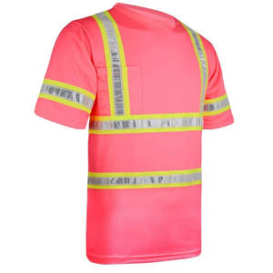 T-shirt de sécurité réfléchissant haute visibilité Logo personnalisé T-shirt de vêtements de sécurité réfléchissant en polyester 100% haute visibilité - Product Image 4