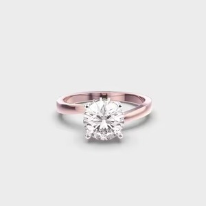 แหวนเพชร14K สำหรับผู้หญิงขนาด6.5มม. ทรงมนแหวนหมั้นเพชรสำหรับปลูกในห้องปฏิบัติการของแท้ของขวัญแต่งงาน - Product Image 2