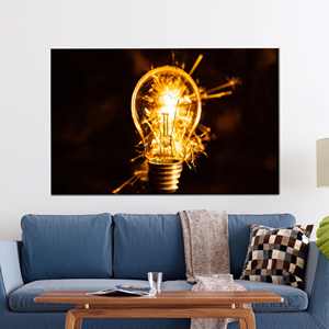 Toile avec motif d'ampoule lumineuse vibrante - Impression abstraite sur le thème de l'électricité, 1P: Gallery Wrapped - Product Image 1