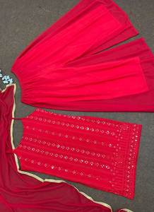 NOUVEAU FABZONE DESIGNER HEAVY Faux GEORGETTE TOP avec WORK PALAZZO SUIT pour les occasions spéciales en Inde et au Pakistan EN STOCK - Product Image 4