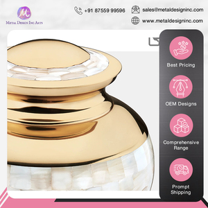 Alta demanda Royal Unique Elegant Design Memorial Ashes Keeping Mother of Pearl Adult Cremation Keepsake Urns of Brass - Product Image 5