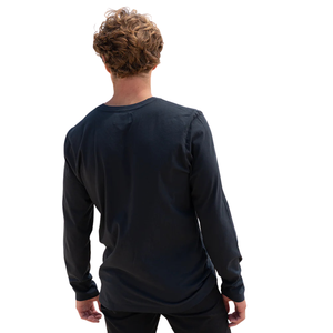 Camiseta de Manga Larga para Hombre, Cuello en V, 100% Algodón Orgánico de Lujo, Color Azul Marino, Preencogida, Certificada por GOTS, Premium, Transpirable - Product Image 6