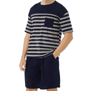 Ensembles short et t-shirt délavés de haute qualité avec logo personnalisé pour l'été Ensemble de jogging 2 pièces Ensembles de short de couleur bleue OEM personnalisés - Product Image 1