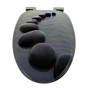 Universale bianco MDF coprisedile wc con chiusura rallentata pietre modellate sulla progettazione dell'acqua - Product Image 1