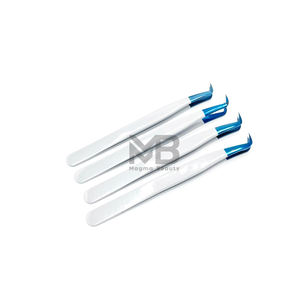 65 Degree Volume <b>Light</b> Gray Color Coated Plain Grip Eyelash Extension Tweezers Japanese Stainless Steel Blue <b>Plasma</b> Tips - Product Image 1