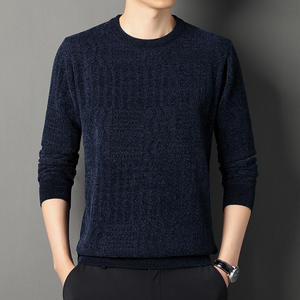 Suéter jacquard con logotipo personalizado OEM para hombres de mediana edad 2024 invierno nuevo estilo cuello redondo más suéter grueso de terciopelo - Product Image 3