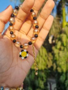 Shiny and Unique <b>Charm</b> <b>Bracelet</b>, Crack Beads <b>Bracelet</b>, Minimalist Glass beads flower <b>bracelets</b> - Product Image 4