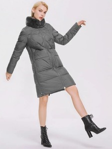 Women's Unique Design Puffer Jacket <b>Coat</b> Long Sleeves Full Zipper Waterproof <b>Winter</b> Warm Bubble Hooded <b>Thick</b> 100% Polyester - Product Image 5