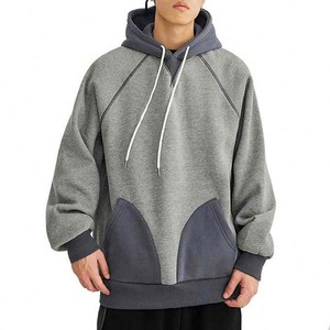 เสื้อกันหนาวมีฮู้ดของผู้ชายผ้าฝ้าย100% ใหม่เสื้อสเวตเตอร์แบบสวมหัวแขนยาวโอเวอร์ไซส์ปักแบบเรียบง่าย - Product Image 1