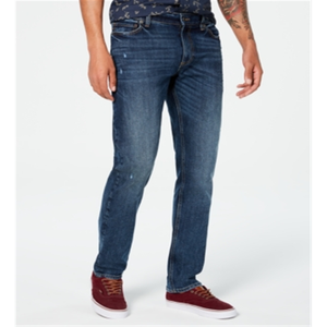 Jeans American Rag Tyler a Gamba Dritta da Uomo, Taglia 31x32, in Denim Riciclato Repreve Blu Vintage, Stile Hip Hop con Patchwork Lavorato a Maglia per l'Inverno - Product Image 4