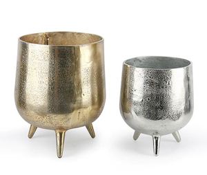 Maceta de interior dorada, diseño moderno, decoración del hogar, estilo de vida de lujo, decoración de suelo, decoración de plantas artificiales - Product Image 2