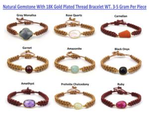 Handmade Design Natural Gemstone With 18K Gold Plated Adjustable Design Fashionable Gift for Her Thread <b>Bracelet</b> - Product Image 2